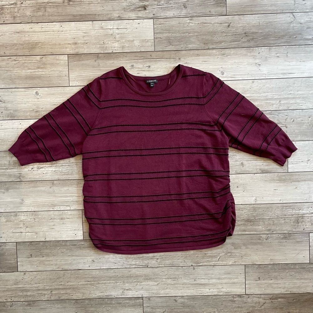 Lane Bryant | Maroon Stripped 3/4 Sleeve Sweater | Size: 22/24